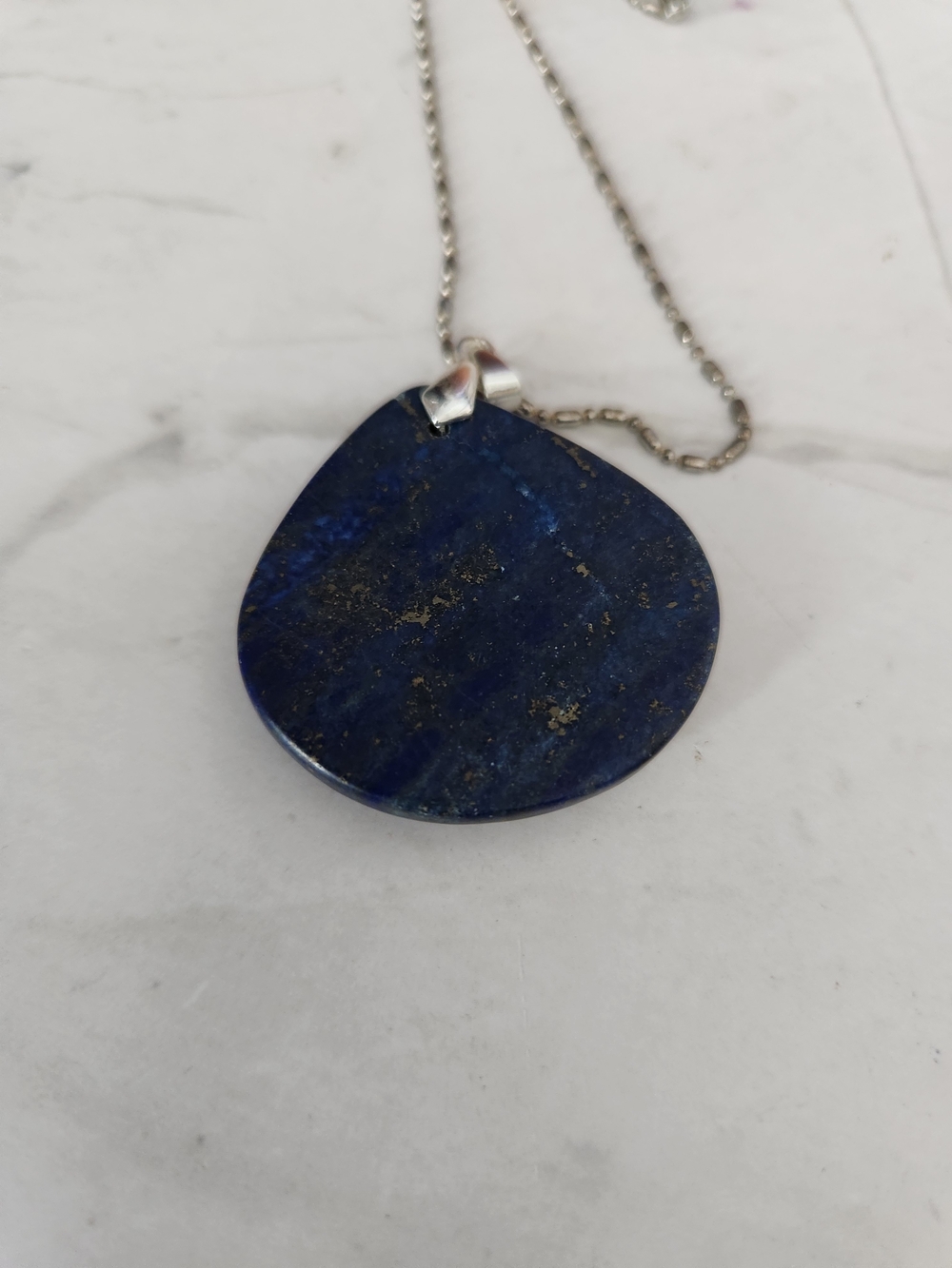 Lapis Lazuli Teardrop Pendant Necklace - Blue - Picture 6 of 7